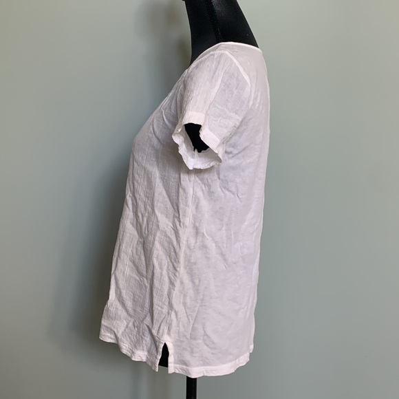 Loft White Cotton Lace Inset Boho Sheer Tee XS - Picture 3 of 6